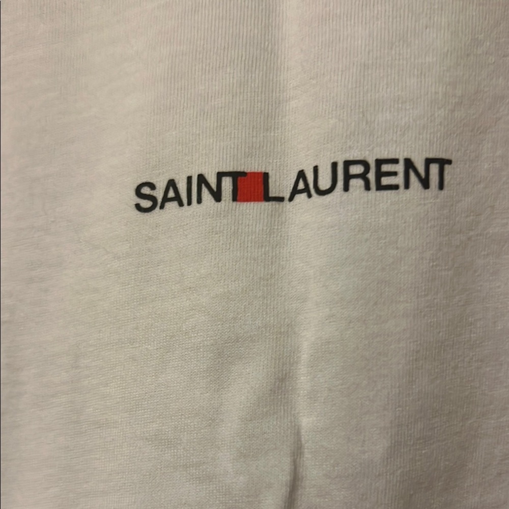 Saint Laurent Red and White Short Sleeve Tee